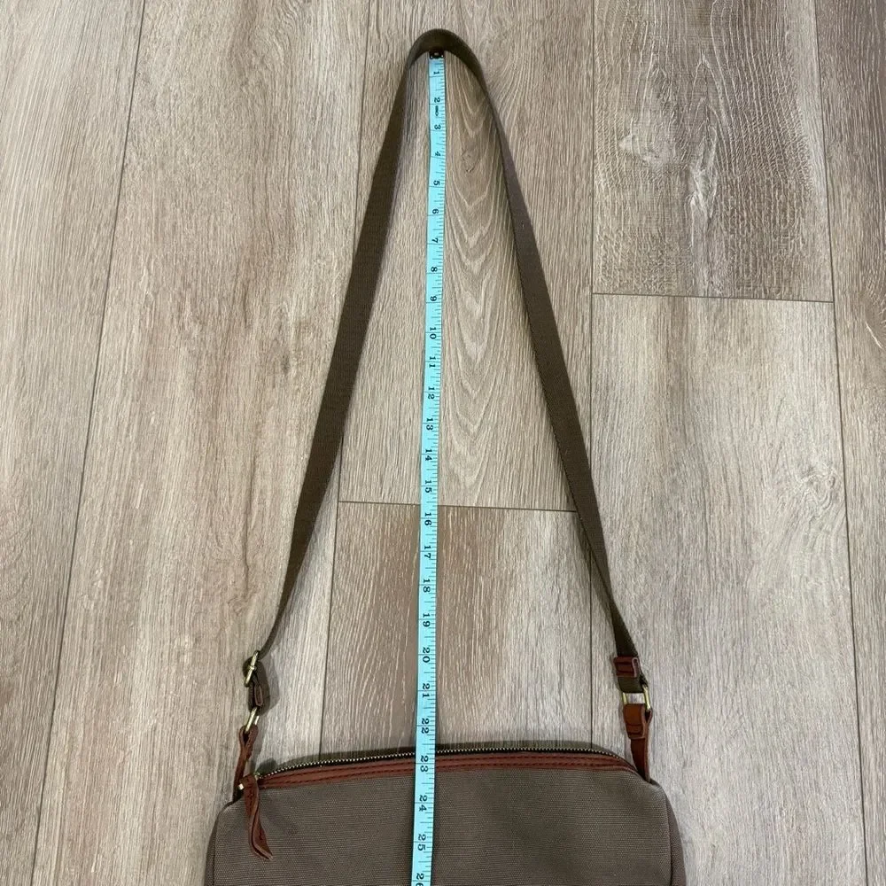 Fossil Erin Canvas and Leather Top Zip Crossbody Handbag Adjustable Pink Brown - Picture 13 of 15